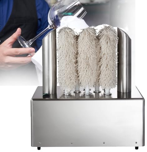 ZHIXUMM Wine Glass Washing Machine, Commercial Glass Polisher,6 Brushes Electric Wine Glass Polishing Machine Winery Polishing Washers 304 Stainless-Steel Glassware Polishers,8heads