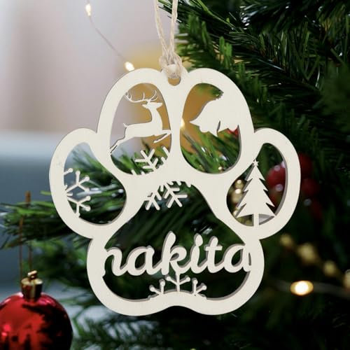 AIFLM Personalisierte Weihnachtskugel aus Holz, Weihnachtsbaum-Anhänger mit Wunsch-Name Personalisiert Christbaum-Anhänger Geschenk-Anhänger aus Holz, Hängende Baumdekoration