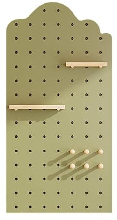 PFCDZDU Panneau Perforé Combinaison Organiseur Kit, Étagères Réglables Et Crochets Suspension Modulaire, Montage Mural Panneau D'affichage pour Chambre Maison Bureau(Green,120x60cm)