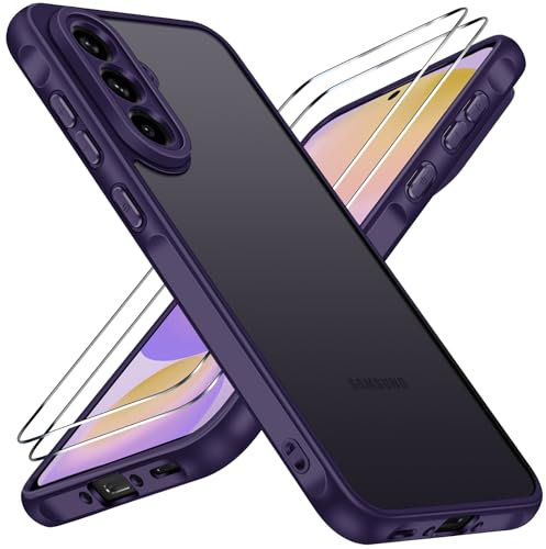 iVoler Cover Opaca per Samsung Galaxy A56 5G con 2 Pezzi Vetro Temperato, [Antiurto di Grado Militare] [Protezione Della Fotocamera] Custodia Traslucida Posteriore Sottile Anti-Impronte Case, Viola