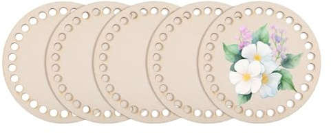 Weenwill Runder Holzkorbboden,5 Stück 10 cm Korbboden Aus Holz,Häkeltaschenboden,Holzböden für Häkelkörbe,Häkeltaschenformer,Rohling für DIY-Korbtaschen,Basteln, Stricken,Weben,Zubehör