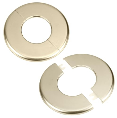 2stk Wandflansche, Selbstklebende Runde ABS Rosetten Sanitär Abdeckplatten für 51mm Durchmesser Zubehör für Wasserhahn Dekoration (Gold)