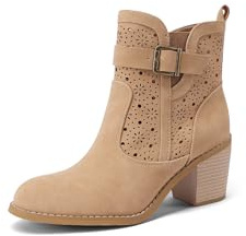 QUEEN HELENA Tronchetti Traforati Stivaletti con Tacco Largo Casual Donna X32-37