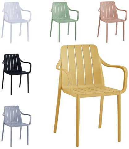 VORTIVO Gartenstuhl stapelbar - Hochwertige Outdoor-Stühle in Gelb, wetterfest, UV-beständig, bis 200 kg – für Balkon, Terrasse & Esszimmer