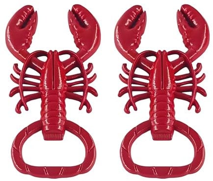Lobster Shaped Bottle Opener Set of 2 – Creative Red Beer Bottle Opener for Kitchen, Bar, Picnic, BBQ or Party Use – Durable Metal Novelty Bottle Openers, Fun Gift for Seafood or Lobster Lovers