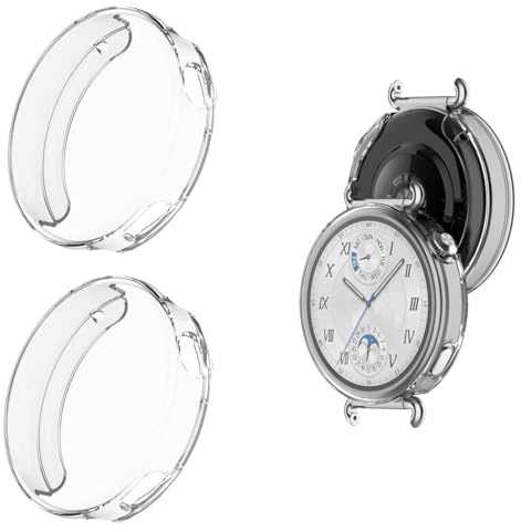 2 Stück Hülle Kompatibel mit Huawei Watch GT 6 41mm Schutzfolie Schutzhülle, Flexibles TPU Displayschutz Case Kratzfest Abdeckung Schutz Gehäuse für Huawei Watch GT6 41mm (Klar+Klar)