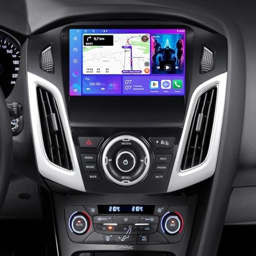 Android 15 Autoradio für Ford Focus MK3 2011-2014, 4+64GB, 9 Zoll Touchscreen, Kabelloses Apple CarPlay & Android Auto, GPS Navigation, Bluetooth 5.4, WiFi 6.0, Steuerradsteuerung
