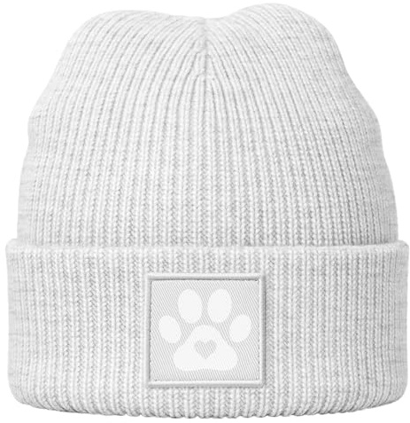 MoonWorks® Damen Beanie Hund Design Wintermütze für Hundebesitzerin Patch Aufdruck Hundepfote