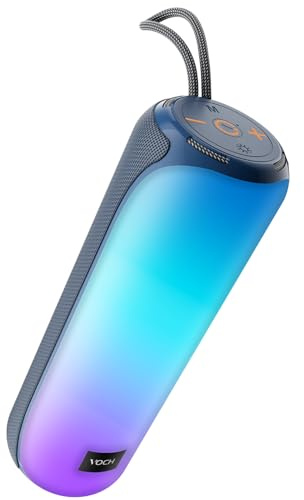 VOCH Haut-parleurs Bluetooth sans fil avec son stéréo IPX7 étanche et portable 25 W Super Bass haut-parleur pour la maison, la fête, la plage avec 24 heures de lecture et lumières colorées