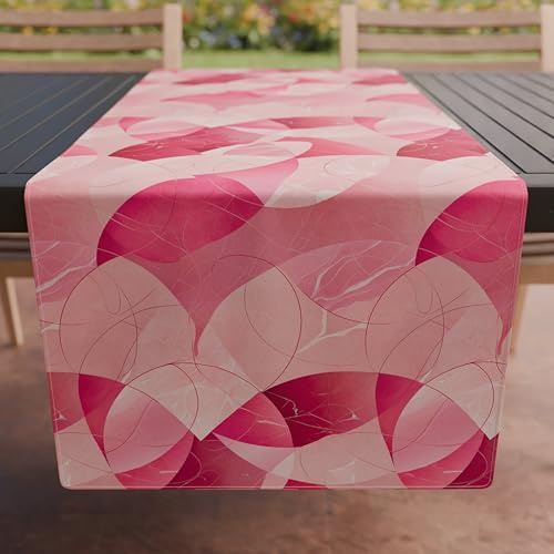 PETTI Artigiani Italiani - Accessori Tessili da Cucina, Runner da Tavolo Elegante 40x140 cm in Microfibra, Tovaglia Tavola in Stampa Digitale Cerchio Fucsia