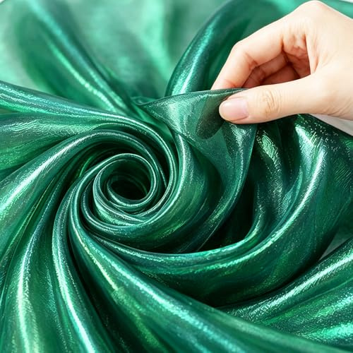 Organza Stoffe zum Nähen Meterware 500x150cm Glitzerstoff zum Dekorieren Basteln, Schillerndes Organza Dekostoff Meterware, Leichter Glanz Stoff Gardine Vorhänge Tischdecken Deko Schals Hochzeit Dekor