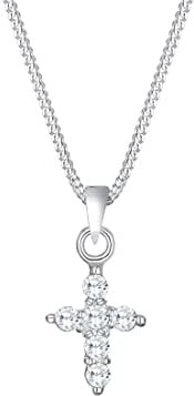 Elli Halskette Damen Kreuz Anhänger Elegant mit Zirkonia Kristallen aus