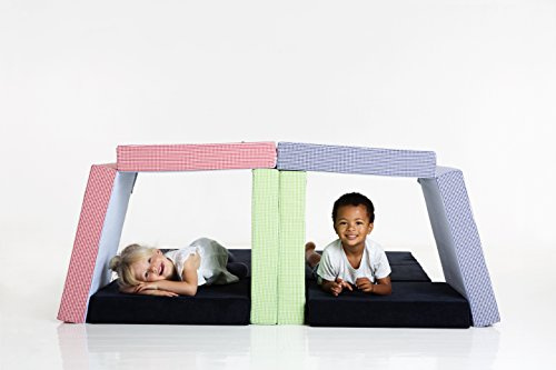 Spielpolster für Kinder, Klapppolster, Klappmatratze, Gästematratze, Spielmatratze für Kinder, Vichy Karo (blau)