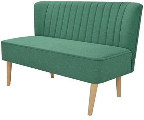 Festnight Sofa 2-Sitzer-Sofa 2-Sitzer Couch Loungesofa Wohnzimmersofa Stoffpolsterung Holzrahmen 117x55,5x77cm für Wohnzimmer Büro - Grün