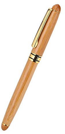 Akozon Calligraphy Art Fountain Pen, Bamboo plywood Calligraphy Pen 1pc Broad Stub Chisel-pointed Nib Writing Gothic Arabic Italic (written2.9mm)