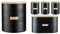 Typhoon Retro Sleek Design Embossed Stripe Stainless Steel Tea Coffee Sugar Cookie Bread Bin Storage Jar Canister Wooden Bamboo Lid Otto Black (Tea, Coffee, Sugar, Bread Bin, Cookie Set)