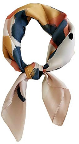 FONYVE Silk Feeling Scarf Medium Square Satin Head Scarf for Women 27.5 inches