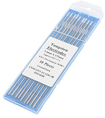Wolfram-Elektroden mit Zirkonia, 10 Stück 1,0/1,6/2,4/3,2 mm, WZ8, weiße Spitze zum Schweißen von Tig AC, Wolfram-Elektrode mit Zirkonia, WIG (2,4 mm × 175 mm)