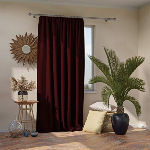 AmeliaHome Blackout Vorhang 140x270 cm Bordeauxrot 1 St. Kräuselband Verdunkelungsvorhang Blickdicht Fensterdekoration Dekoschal Dekorvorhang Blackout