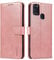 LOLFZ Wallet Case for Samsung Galaxy A21S, Vintage Leather Book Case with Card Holder Kickstand Magnetic Closure Flip Case Cover for Samsung Galaxy A21S - Rose Gold
