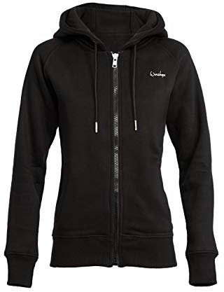 Winshape Damen Kuschelige Hoodie-Jacke J005 Kapuzenpullover, Schwarz, M