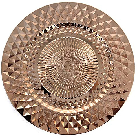 Allgala - Placas cargadoras de 13 pulgadas, paquete de 6 unidades de plástico resistente con patrón de diamante para boda, color oro rosa, HD80403