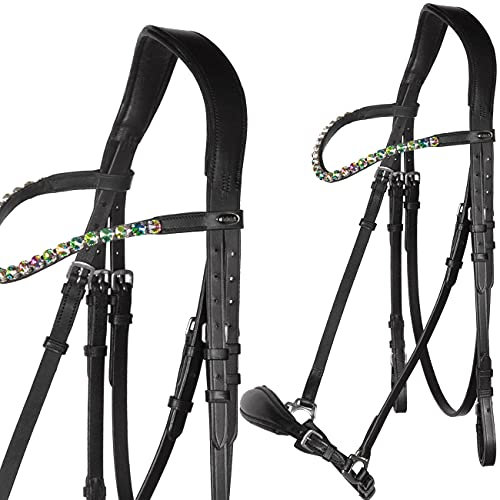 Heinick-Reitsport Trense Soft Hannoveranisch verstellbar Stride Schwarz ~ Glow-Prisma ~ Warmblut
