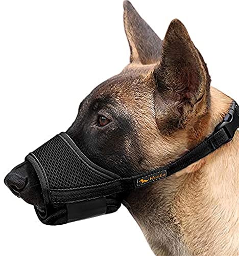 HEELE Maulkorb Für Hunde, Verstellbare Schlaufe, Atmungsaktiv, Sicherer, Schneller Sitz Für Kleine, Mittelgroße Hunde, Verhindert Das Beißen, Kauen Und Bellen (XS, Schwarz)