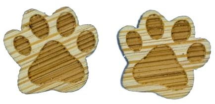 Miniblings Pfote Ohrstecker Ohrringe Haustier Hund Katze Pfötchen Holz | Ohrschmuck aus eigener Fertigung in Berlin, in kleiner Serie hergestellt