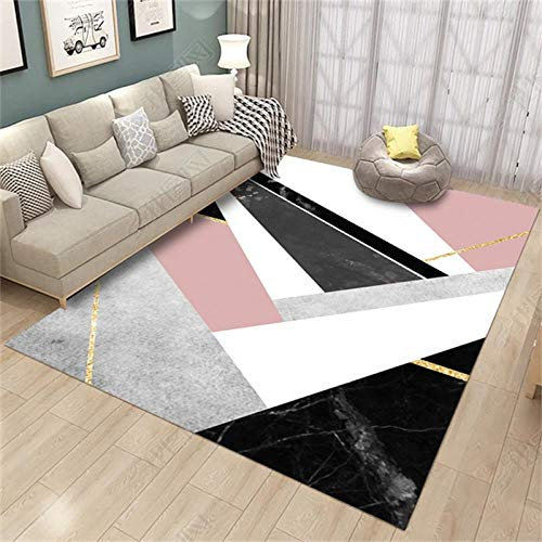 Tapis Salon Moderne Tapis antidérapant Doux Rose géométrique de Style scandinave Salon/Chambre/Bureau/Table Basse 200*300