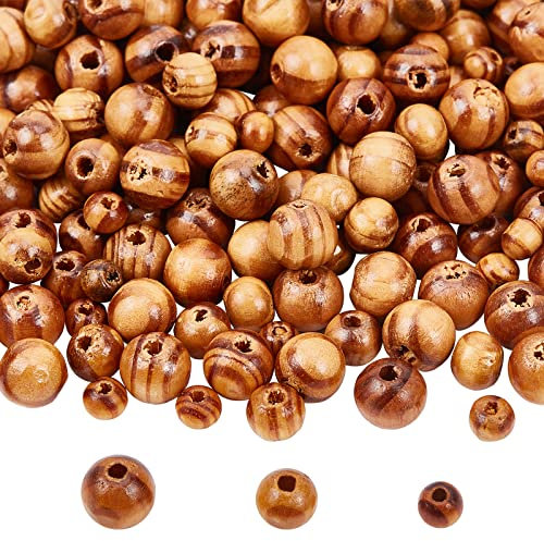 OLYCRAFT 900 Stück Naturholzperlen Gestreifte Holzperlen zum Auffädeln 6mm 8mm 10mm Makramee Perlen Gefärbt Runde Lose Holzperlen Holz Spacer Perlen Bleifrei Für Basteln DIY Schmuck Traumfänger