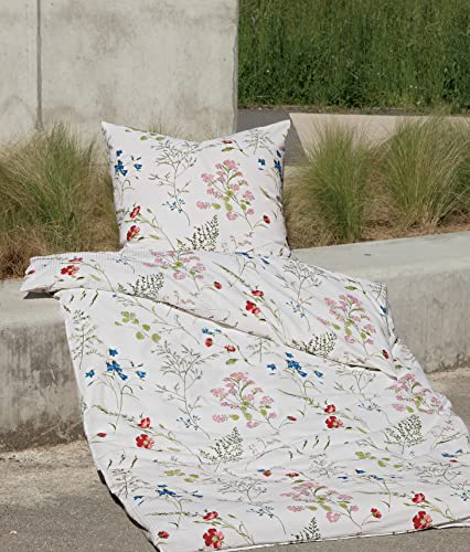 Janine Mako-Soft-Seersucker Bettwäsche Tango 155x220 cm + 80x80 cm rot-Beere-blau