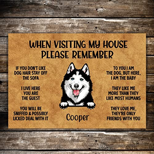 Door Mats Indoor Funny Husky Dog When Visiting My House Custom Name Doormat Home Decor House Warming Gifts New Home Decor