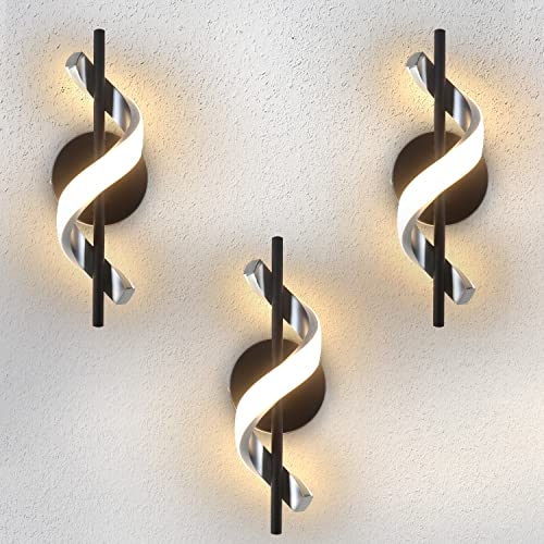ZMH 3 Stück Wandlampe LED Wandleuchte Innen - Modern Flur 7W Treppenhauslampe in Spiralenförmig Design Flurlampe 3000K Warmweiß Wandbeleuchtung für Treppenhaus Gang Wohnzimmer Schlafzimmer Küche