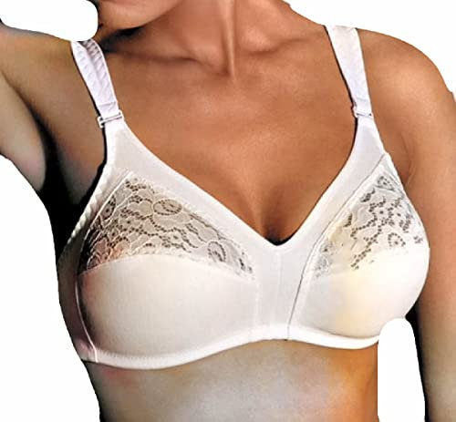 GIOS 1 Pezzo Reggiseno Donna 985 Morbido Pizzo Foderato con Inserti in Pizzo - Coppa B. Bianco 7B
