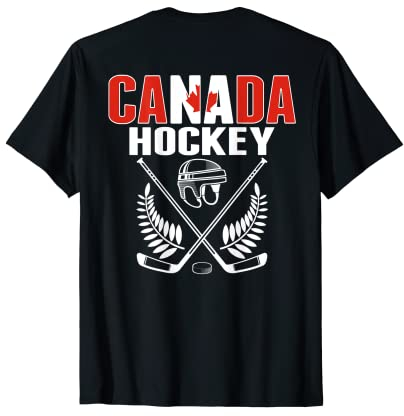 Canada Ice Hockey Fans Jersey Kanadische Flagge Hockeyschläger T-Shirt