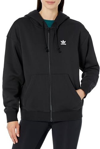 adidas Originals Essentials Damen Boyfriend Hoodie mit durchgehendem Reißverschluss, Schwarz, XS