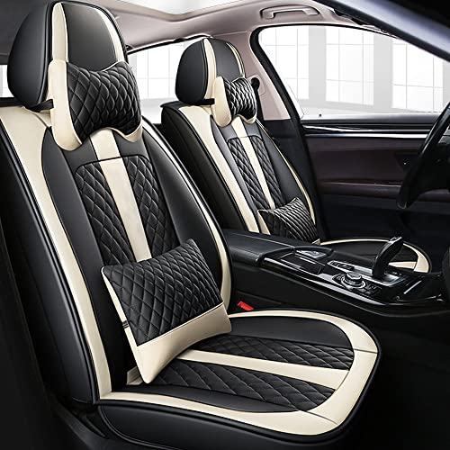 Tuqiang Autositzbezüge Für Jeep Renegade 2015-2020 Luxus 5 Sitze PU-Leder sitzbezüge,Schwarz und weiß