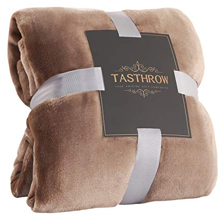 TASTHROW Kuscheldecke, Weiche Fleecedecke Sofaüberwurf, Weich und Warm Tagesdecke Wohnzimmerdecke Couchdecke (Leichter Kaffee, 150x200cm)