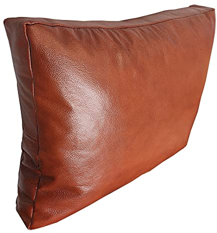 Quattro Meble Braunes Echt Leder Tabac Lederkissen Sofa & Stuhl Deko Kissen Echtleder Rückenkissen Glanz Rindsleder Leder Zierkissen Modell P&Z (40 x 50 cm)