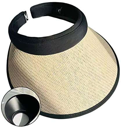 MAKFORT Sun Visor Hüte Damen UV-Schutz Stroh Sonnenhut mit Breiter Krempe Sonnenschild Stroh Visiere Frauen Sommer Pferdeschwanz Strand Hut