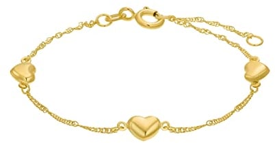 Amor Armband Mädchen Kinder Armschmuck, 14+2 cm, Gold, Herz, Kommt in Schmuck Geschenk Box, 2014692