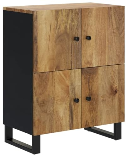 vidaXL Buffet avec 4 Portes 60x33x75 cm Bois Massif de manguier, Armoire, Armoire latérale, Armoire de Rangement, armoires, Placard, Buffet Haut