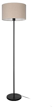 EGLO Stehlampe Feniglia, Eck Standleuchte, Stehleuchte aus Metall in Schwarz mit Lampenschirm aus Leinen in Naturfarben, Lampe Wohnzimmer mit E27 Fassung, 151 cm