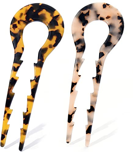 2 Pack Large French Pins Hair Fork Pin For French Twist Chignon Pins Large U Shape Tortoiseshell Hairpins For Women With Thicker Fine Hair