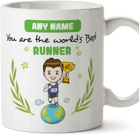 MUGFFINS Personalised Mug for Runner Man - in English - You are World's Best - Funny Custom Gift for Colleagues - Ceramic 11oz Mug