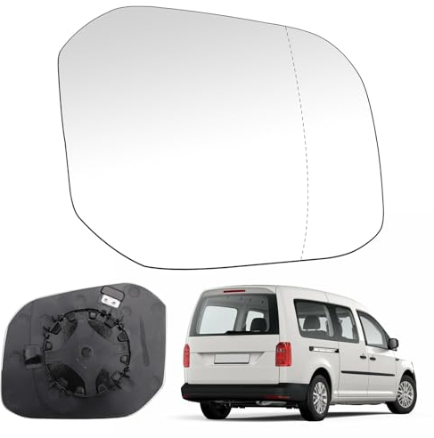 Spiegelglas Ersatz für VW Caddy 2015-2019, Außenspiegel Glas Asphärisch, Außenspiegel Verstellbar Geeignet Keine Heizfunktion, Umkehrlinse Rückfahrglas Spiegel (Rechts)