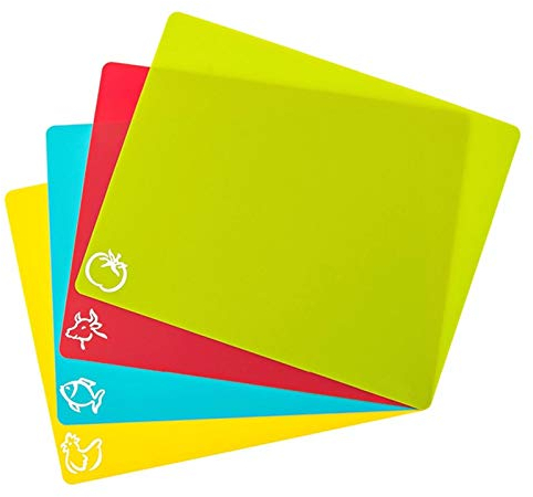 Tappetino da taglio portatile 4pcs Set da cucina colorato tagliere set super facile pulito taglieri moderni taglieri piacevole antiaderente flessibile Cucina Taglieri