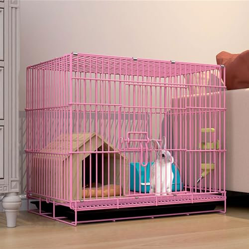 Jaulas para Conejos Interior, Casa para Conejos De Metal Plegable con Bandeja Extraíble Resistente Y Duradero Jaula Portátil para Mascotas para Cobayas, Hurones, Gatos Y Perros (Color : Pink, Size :