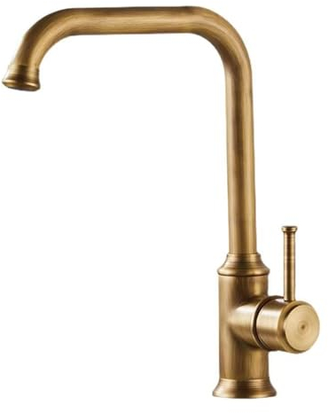 Küchenarmatur Antik Messing Wasserhahn Küche Vintage Drehbar Kalt und Heiß Mischbatterie Küche Retro-Antik
